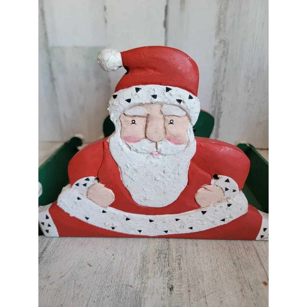 Vintage wooden Santa claus carrying box home decor xmas‎